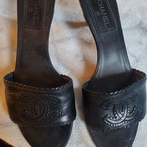 Chanel Black Sandal Slides size 8
